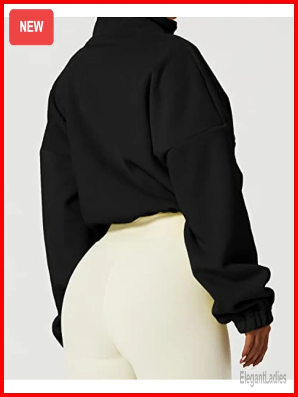 Womens Full Zip Fleece Short Jacket Warm Winter Long Sleeve Stand Collar Sherpa